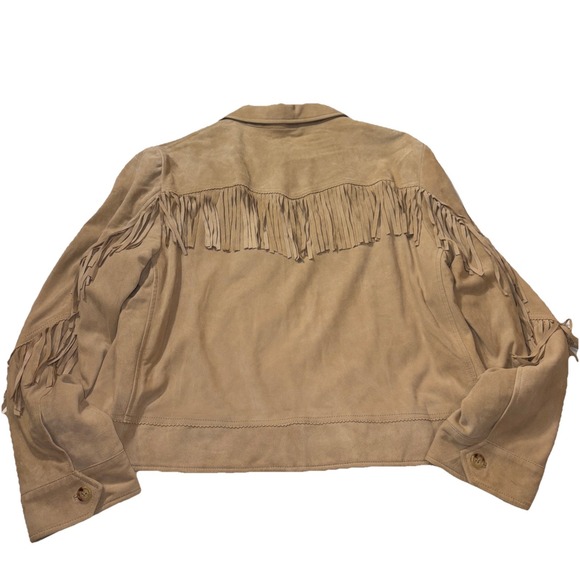 Lauren Ralph Lauren Suede Leather Fringe Western Jacket Camel Women's 18 - Picture 9 of 11